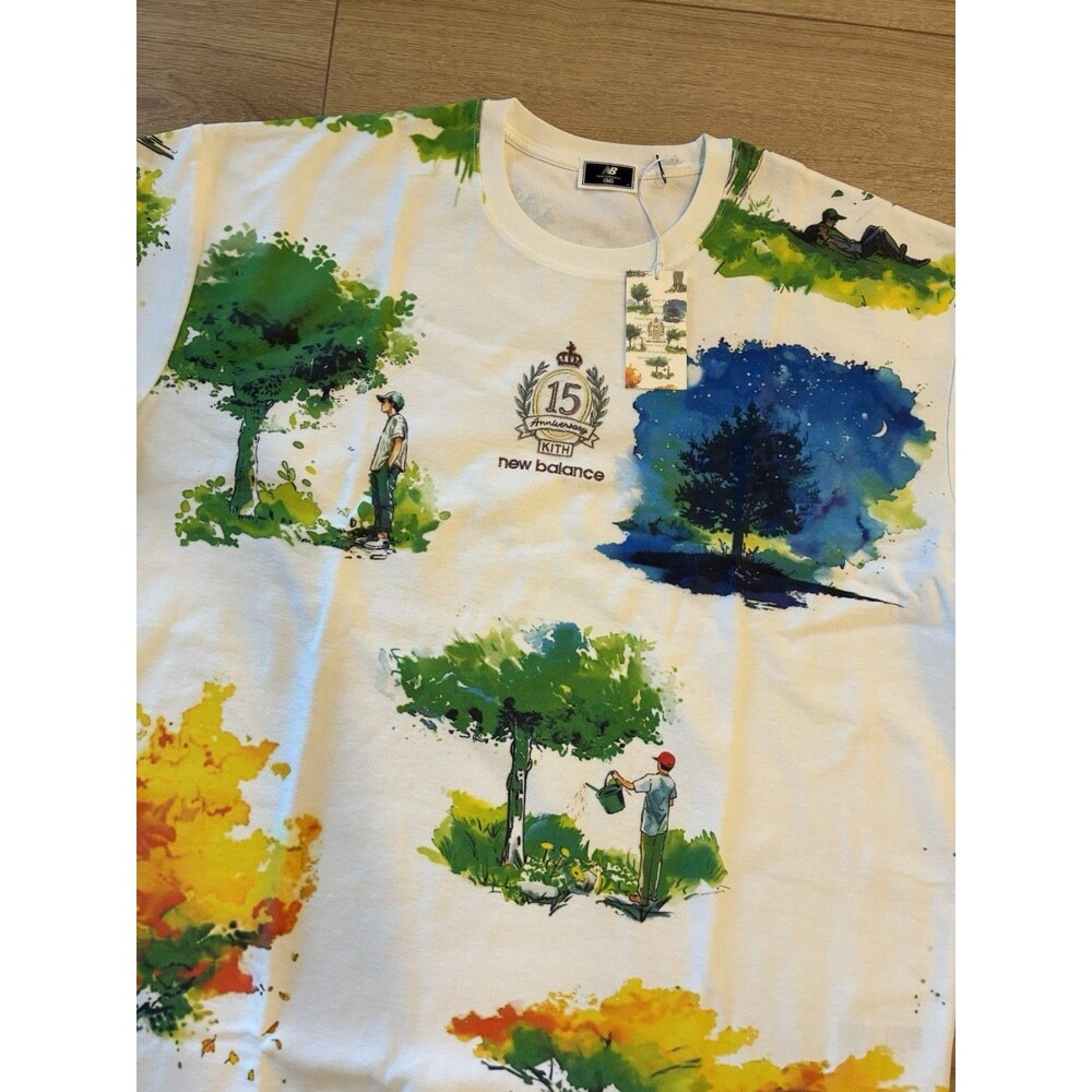Kith & New Balance Watercolor Quinn White Tee KHM030143-101 Size XL
